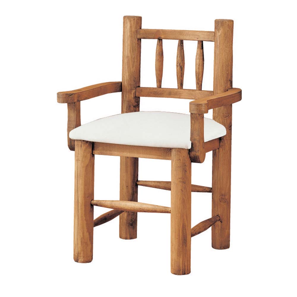 silla de madera tapizada con troncos
