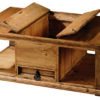 mesa de centro de madera con cajón central