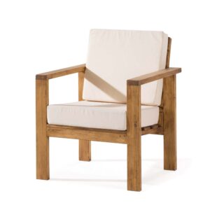 sillón madera rústica tapizado