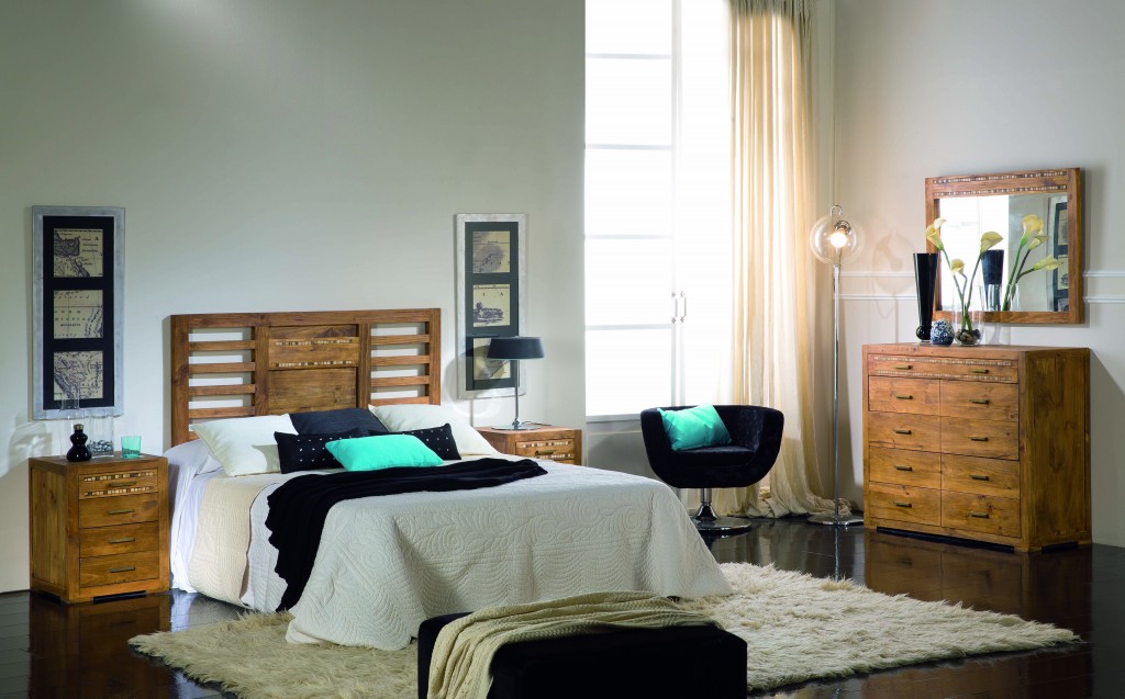 dormitorio rústico de madera maciza