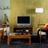 combinación muebles rústicos: mesa tv, butacones, mesa centro